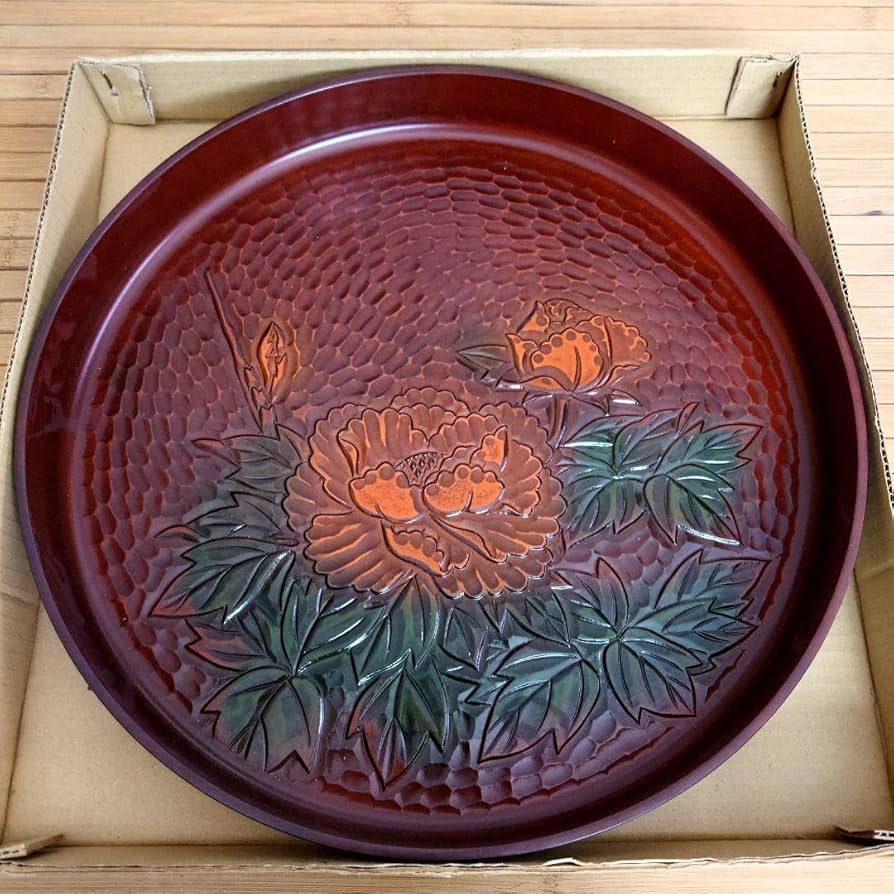 鎌倉彫　小盆 Amazon｜鎌倉彫 丸盆 お盆 尺一 cm キッチン用品 日用品｜トレイ